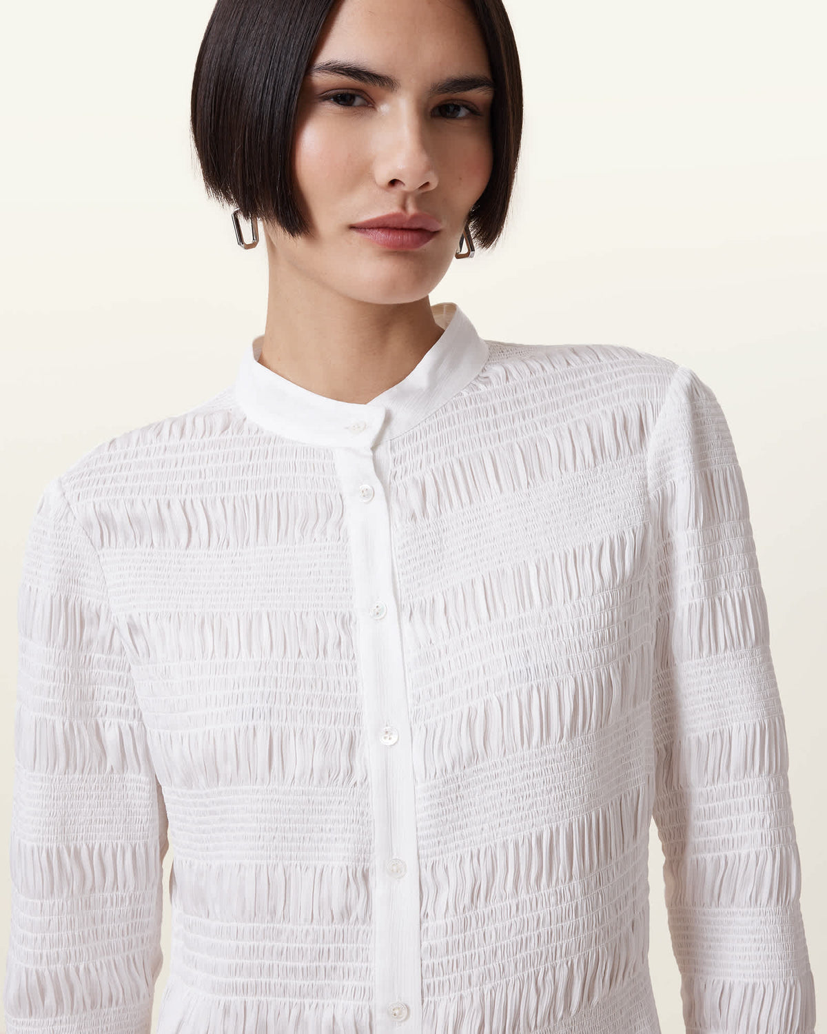 Meg Smocked Mini Dress White