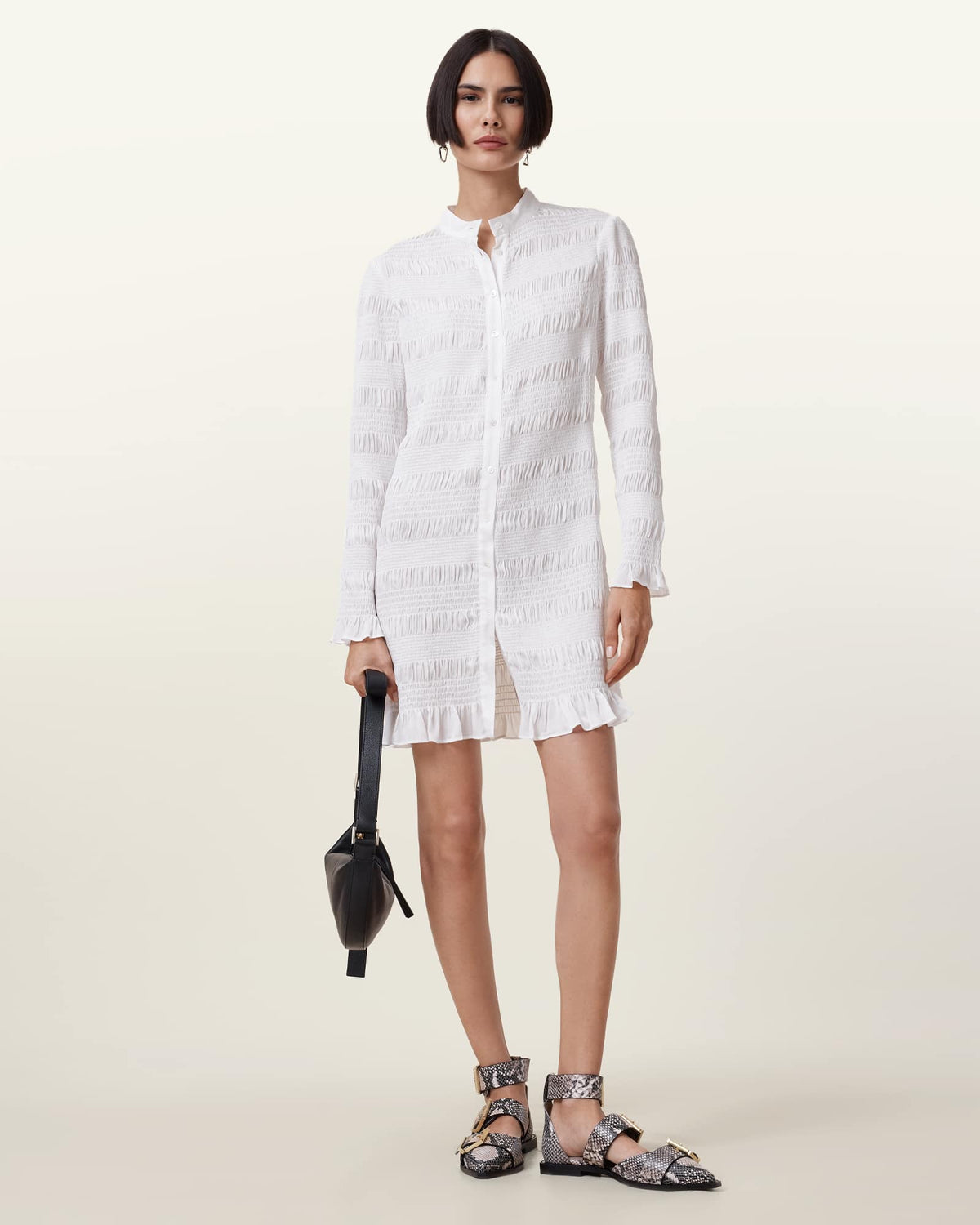 Meg Smocked Mini Dress White