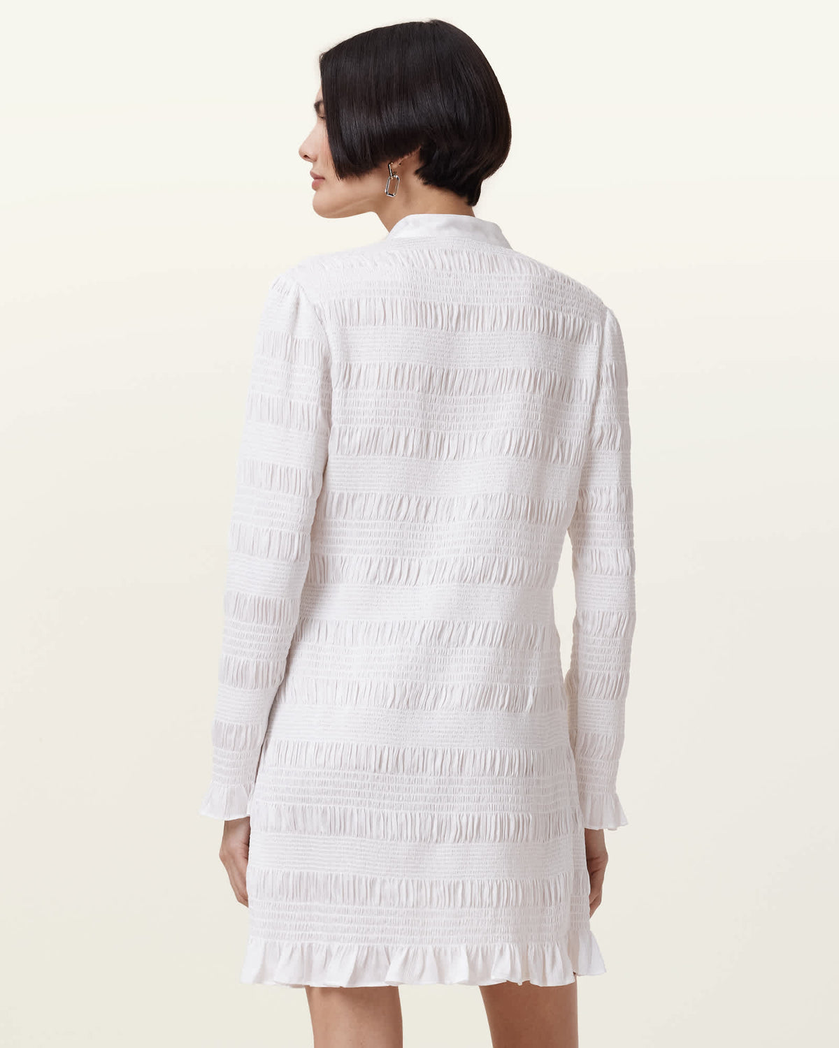 Meg Smocked Mini Dress White