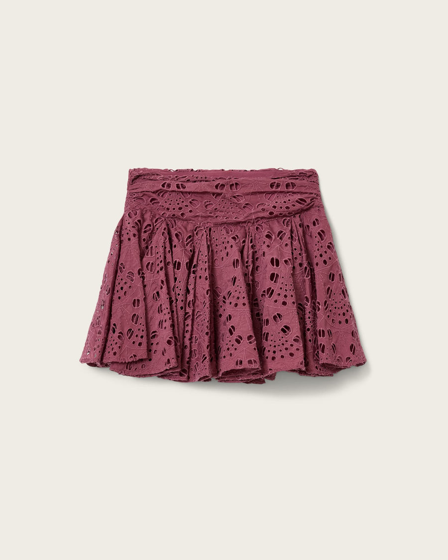 Dotty Broderie Mini Skirt RASPBERRY PINK