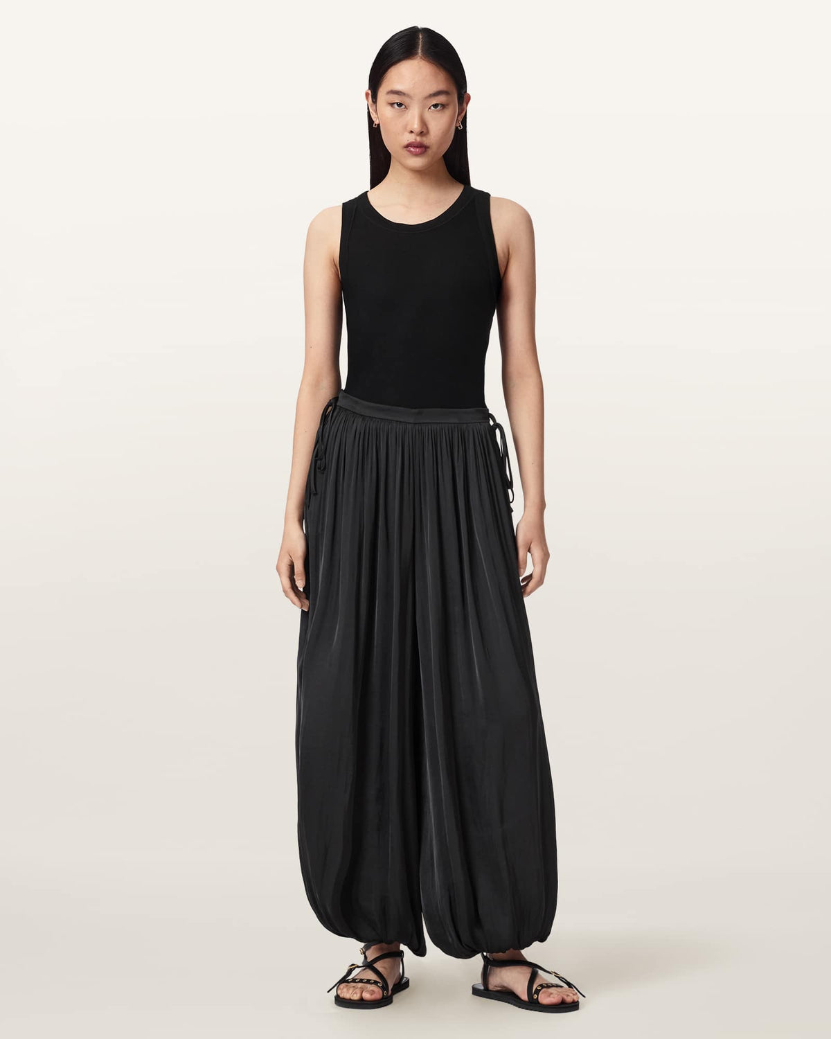 Eshe Loose Fit Satin Trousers Black