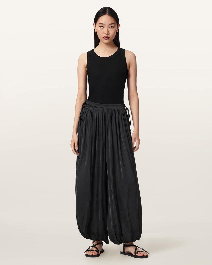 Eshe Loose Fit Satin Trousers Black