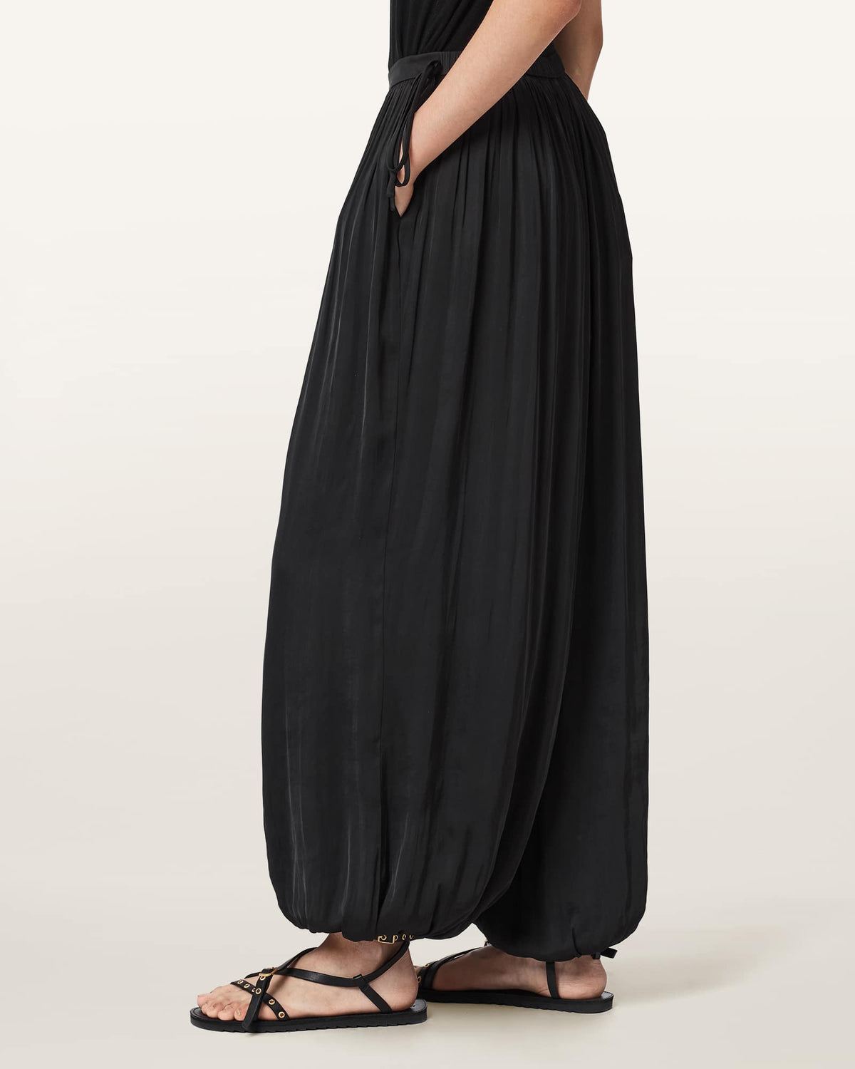 Eshe Loose Fit Satin Trousers Black