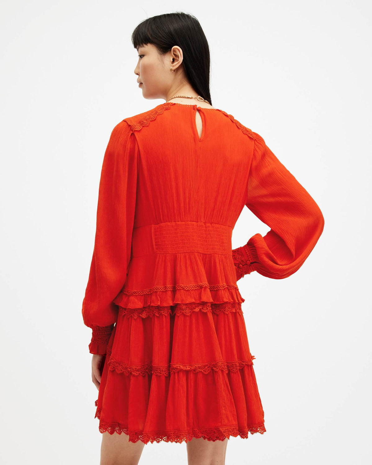 Zora Ruffle V-Neck Mini Dress Red