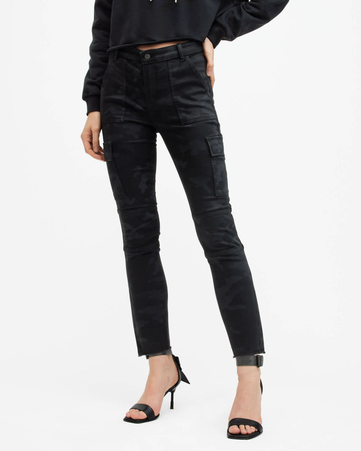 Duran Camouflage Skinny Cargo Jeans Washed Black