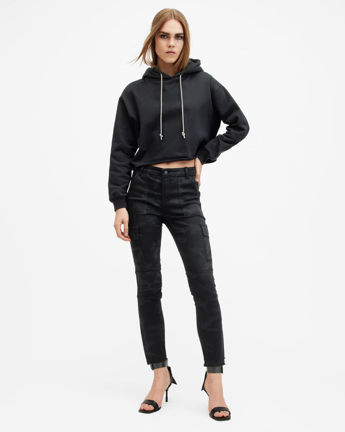 Duran Camouflage Skinny Cargo Jeans Washed Black