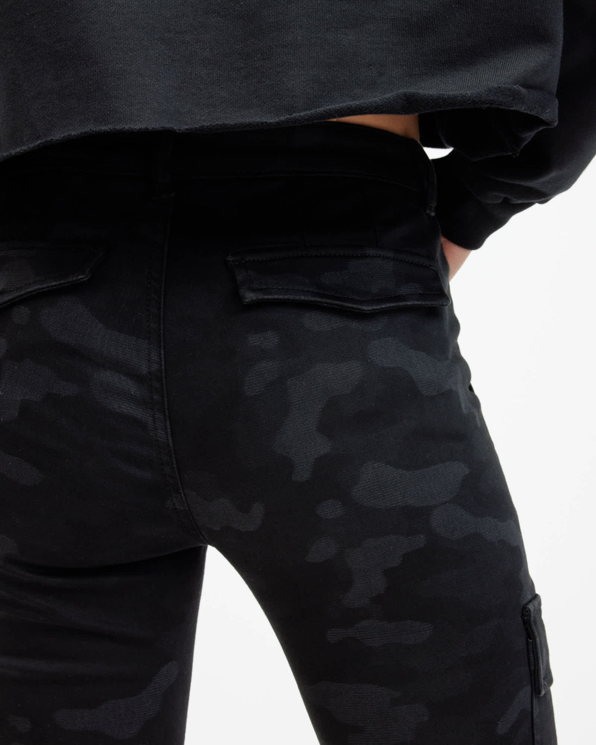 Duran Camouflage Skinny Cargo Jeans Washed Black