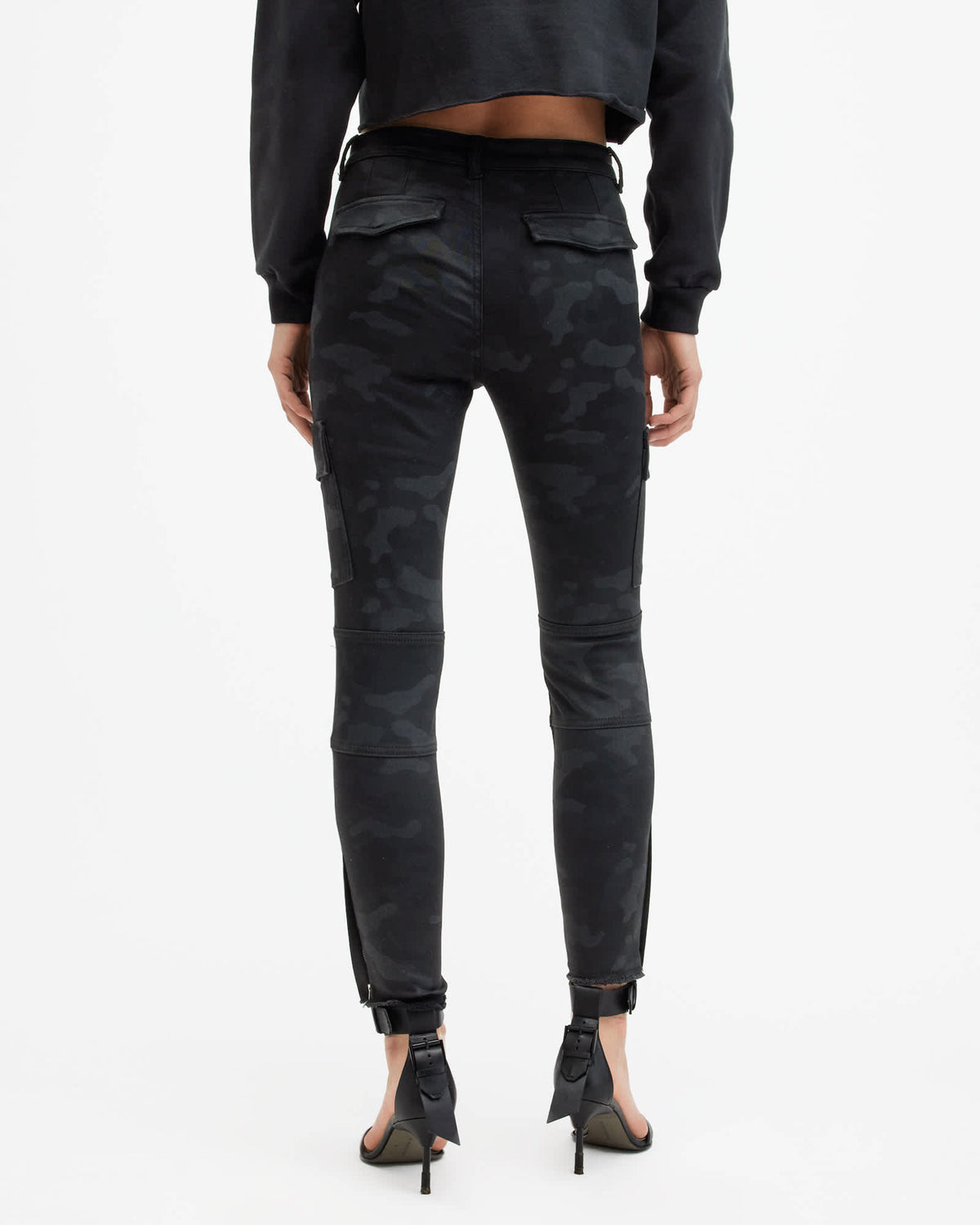 Duran Camouflage Skinny Cargo Jeans Washed Black