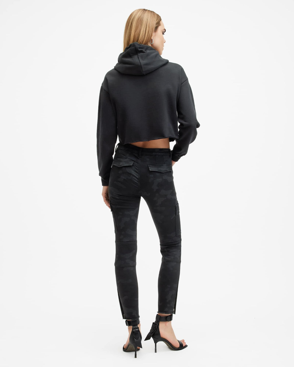Duran Camouflage Skinny Cargo Jeans Washed Black