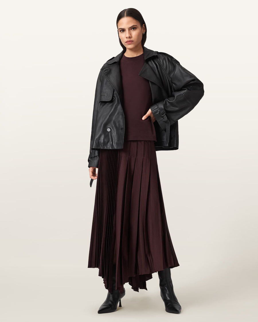 Jax Pleated Midi Skirt OXBLOOD RED