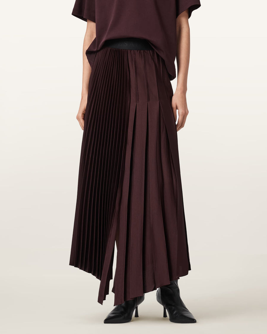 Jax Pleated Midi Skirt OXBLOOD RED
