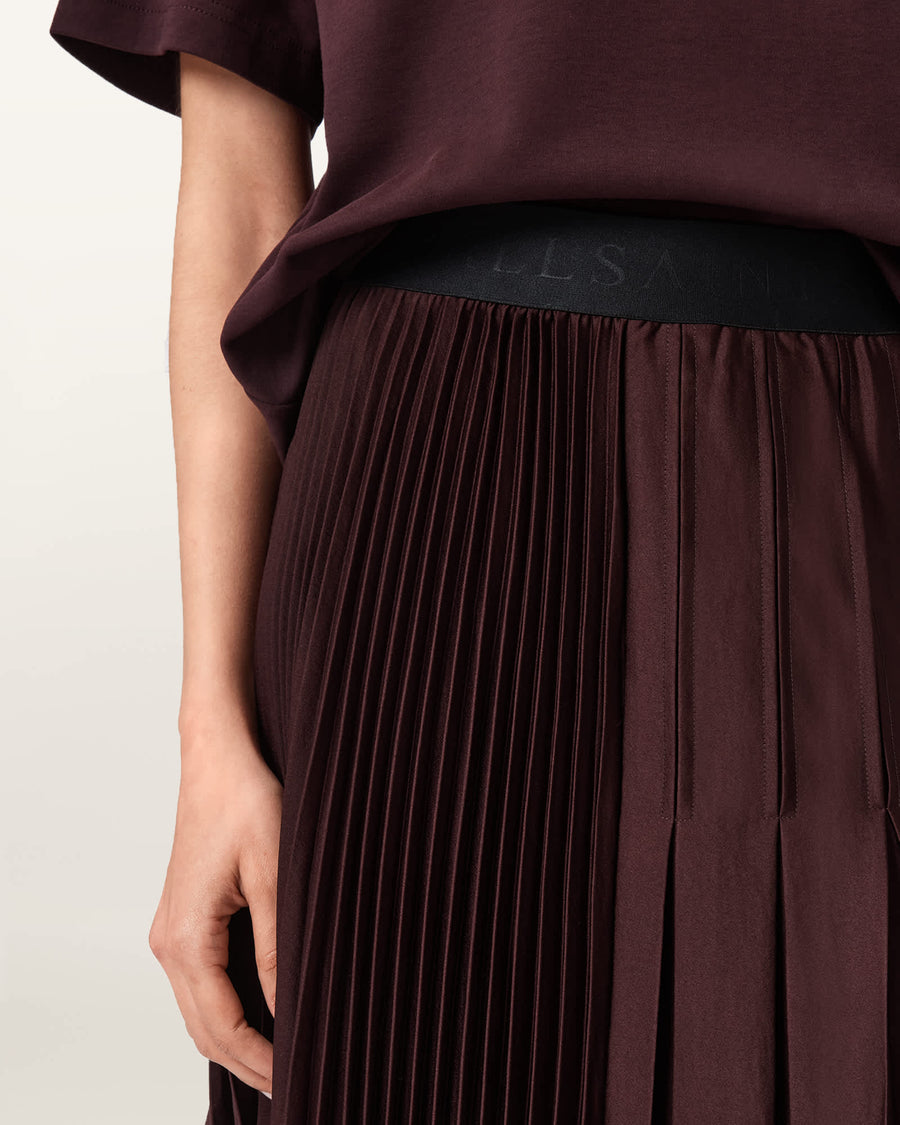 Jax Pleated Midi Skirt OXBLOOD RED