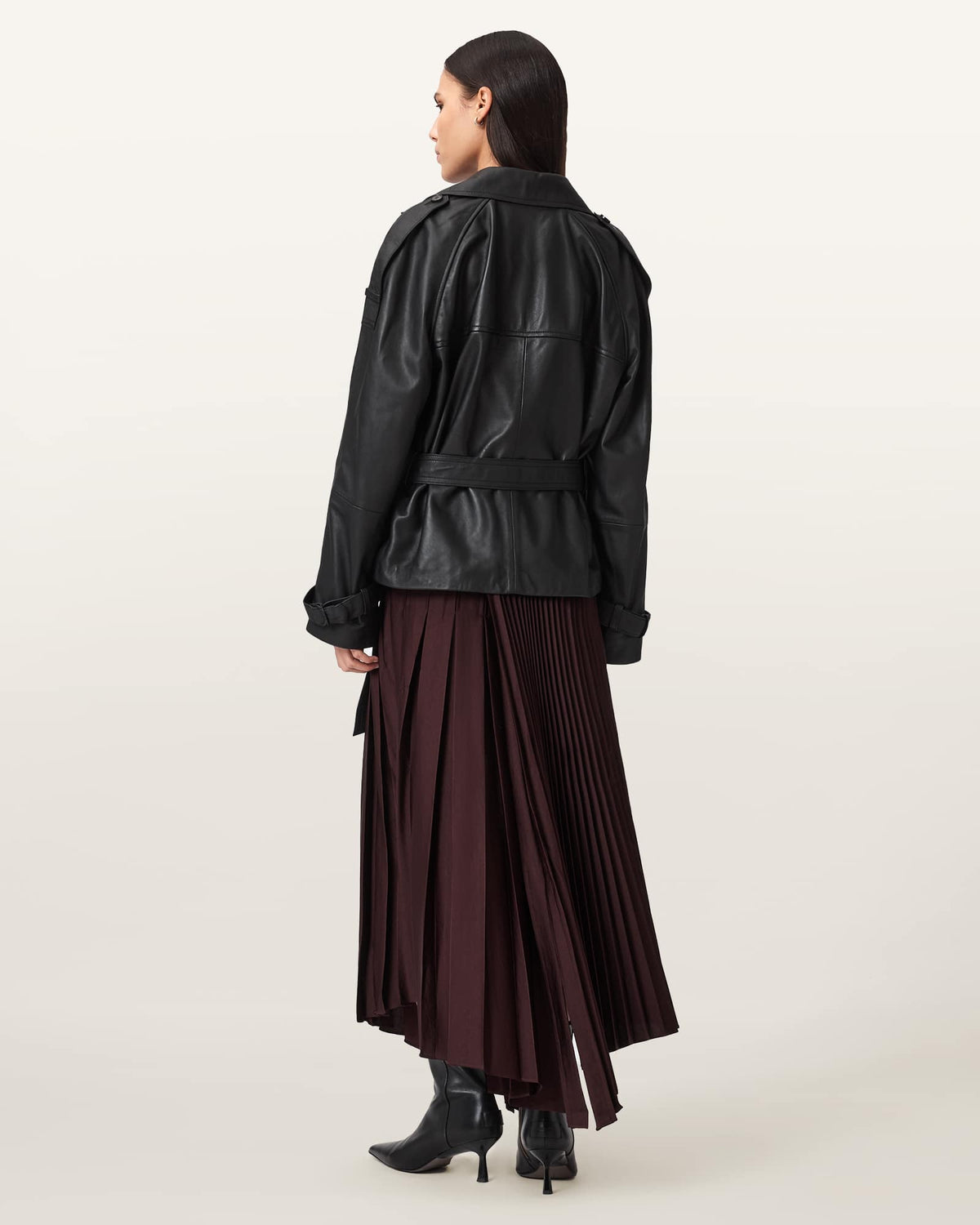 Jax Pleated Midi Skirt OXBLOOD RED