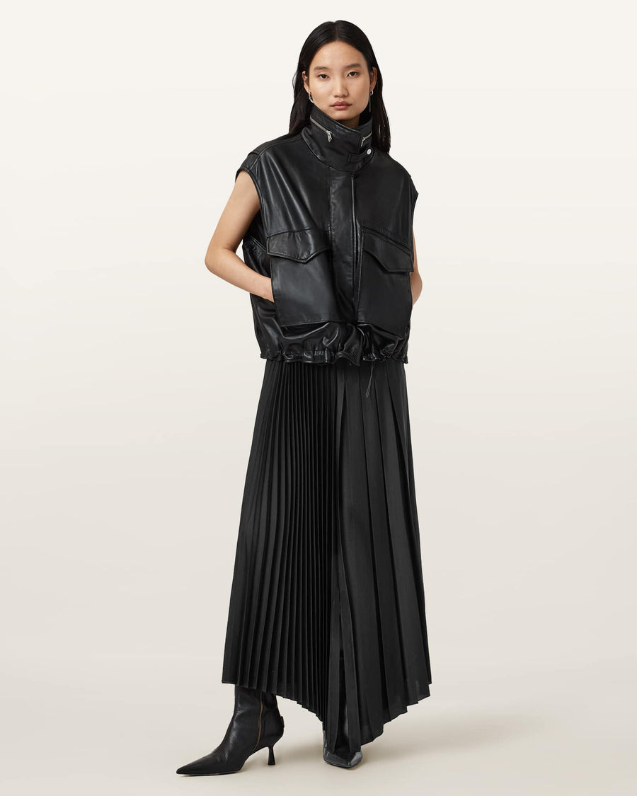 Jax Pleated Midi Skirt Black