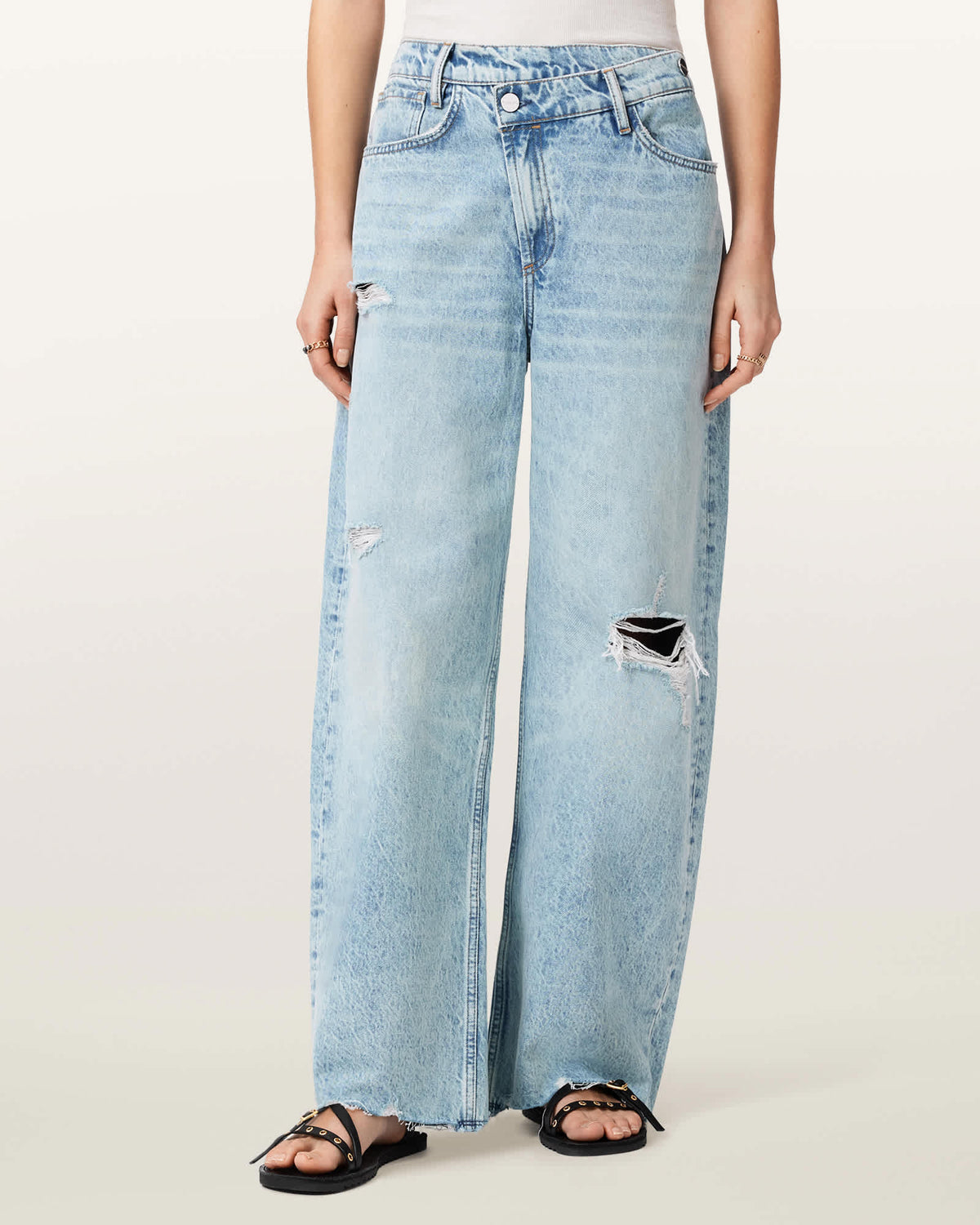 Aki Mid Rise Crossover Jeans DESTROY LIGHT BLUE