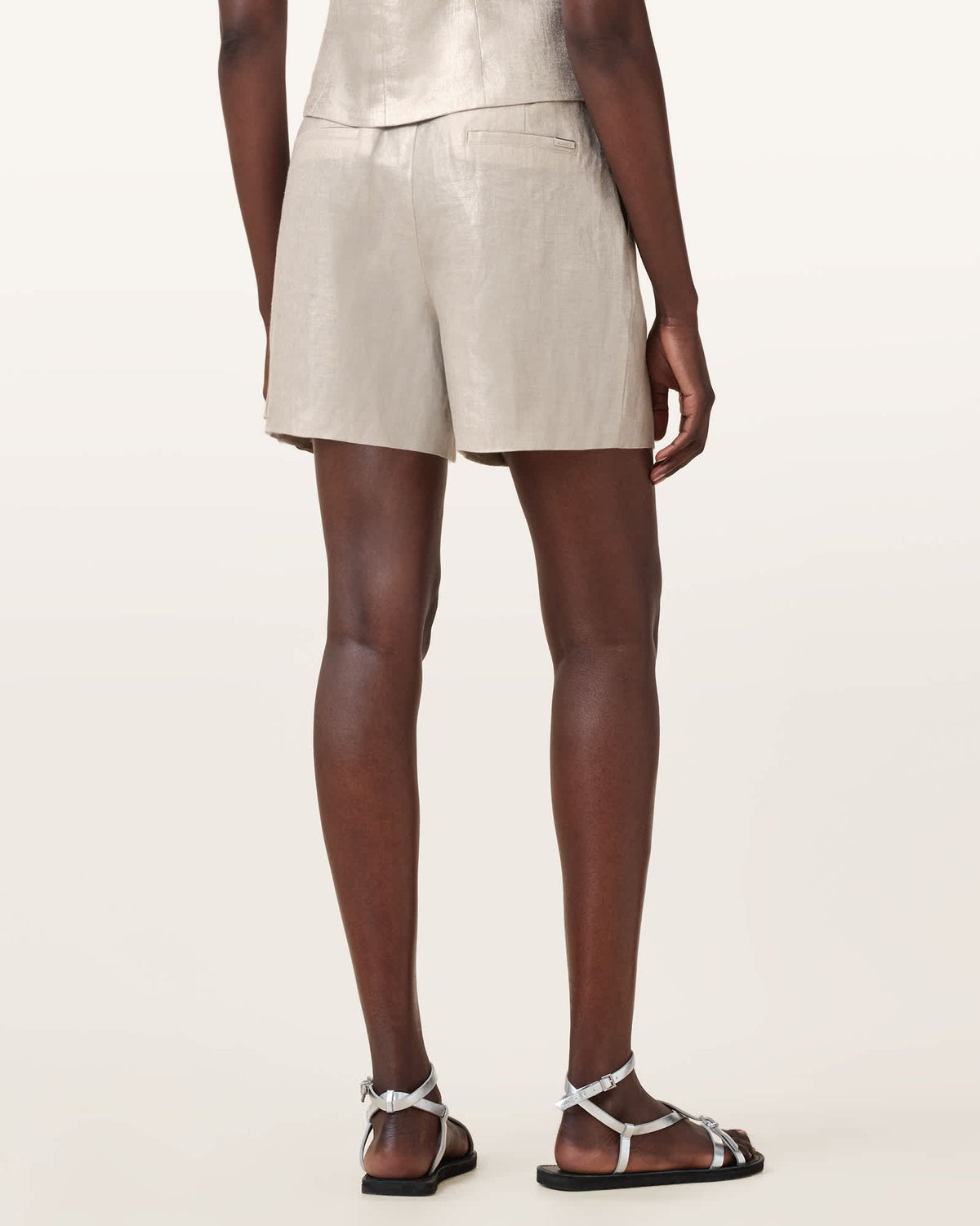 Averie Relaxed Fit Linen Shorts Silver Grey