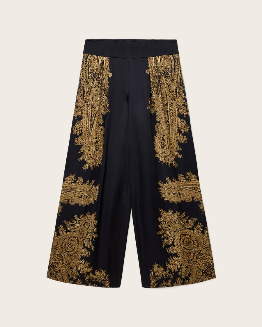 Leanne Satin Wide Leg Trousers ELLA BLACK