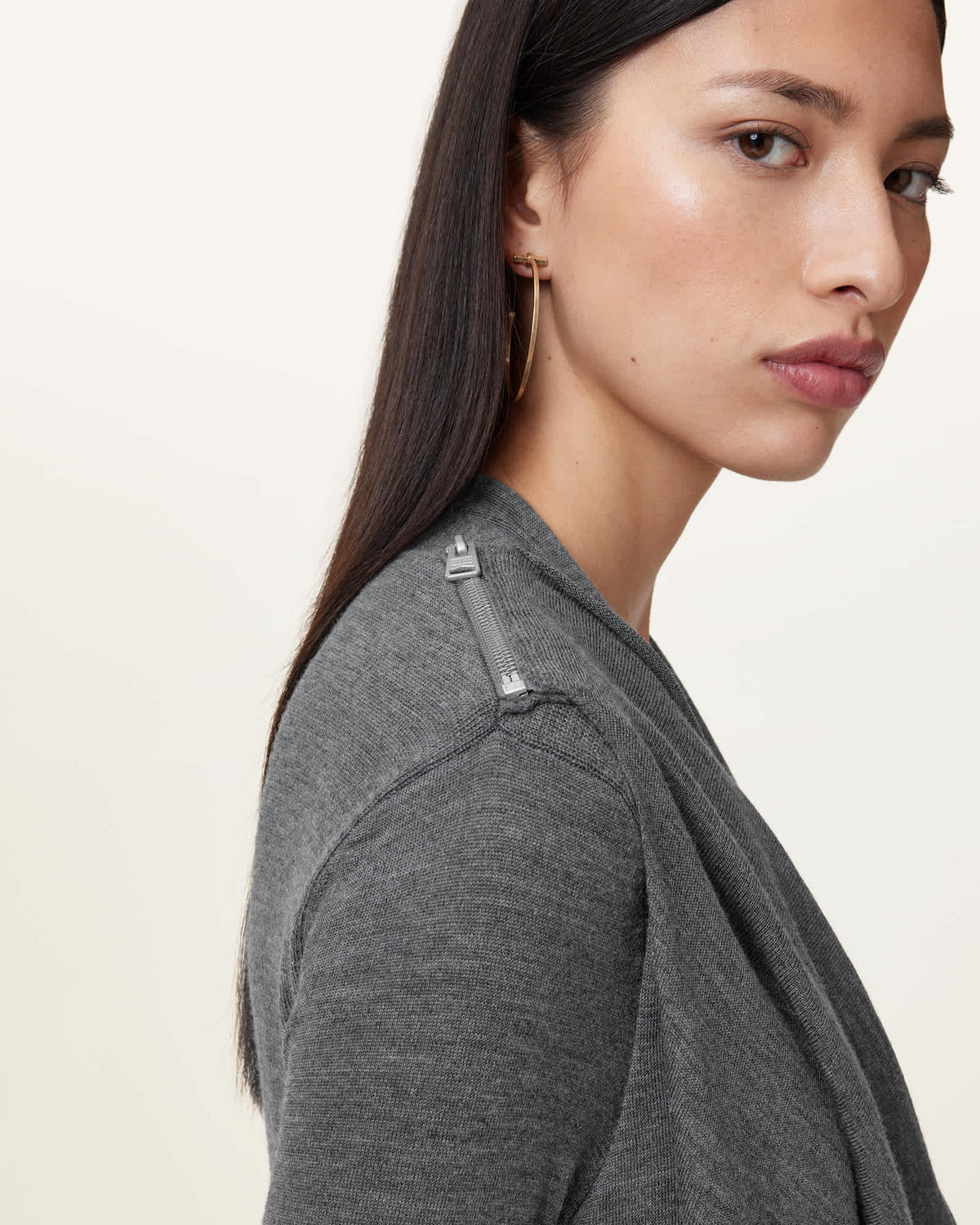 Drina Draped Wool Dress Grey Marl