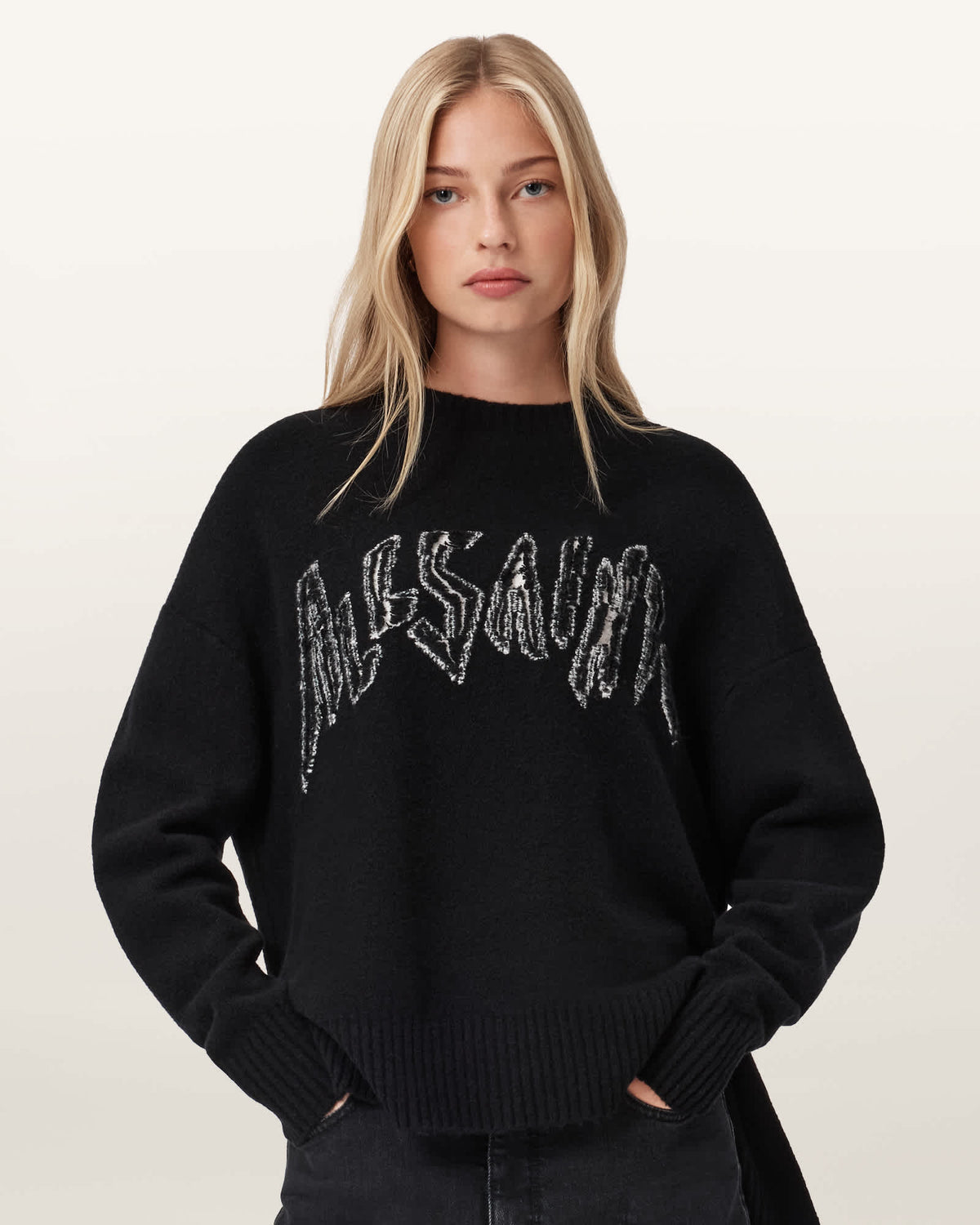 Zinc Jacquard Graphic Jumper BLACK/CHALK WHITE