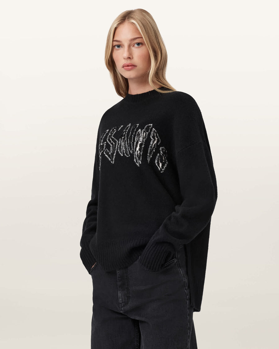 Zinc Jacquard Graphic Jumper BLACK/CHALK WHITE