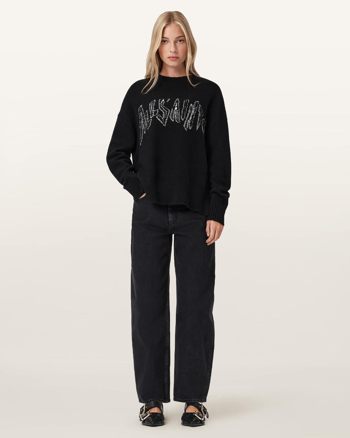 Zinc Jacquard Graphic Jumper BLACK/CHALK WHITE