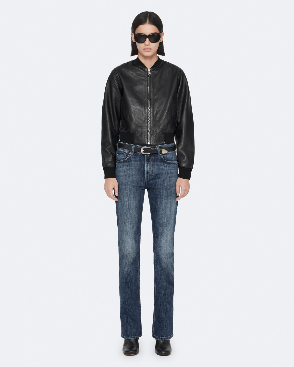 Orten Leather Bomber Jacket Black