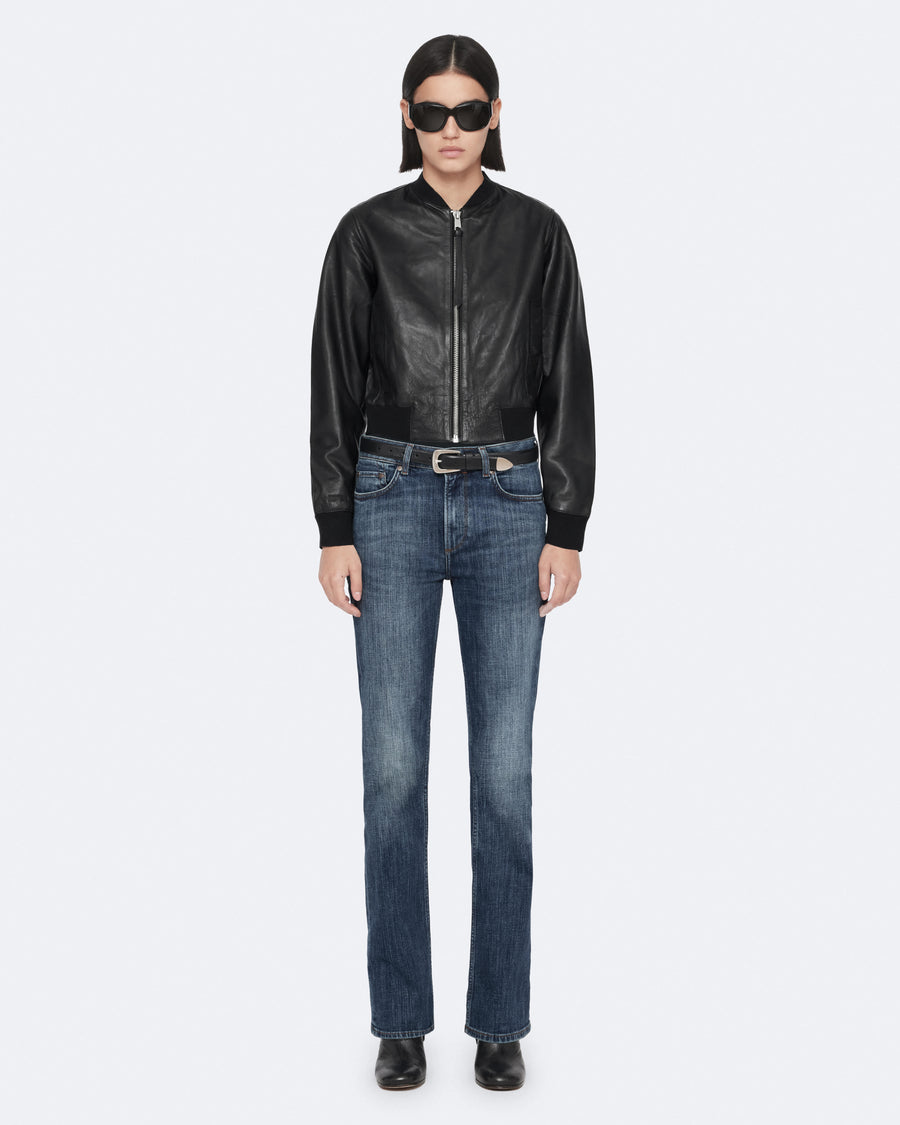 Orten Leather Bomber Jacket Black
