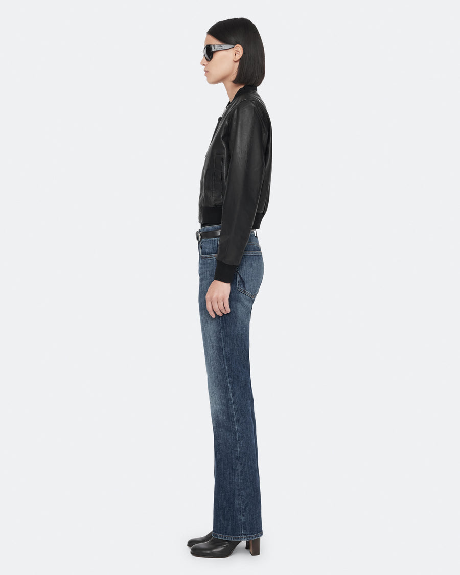 Orten Leather Bomber Jacket Black