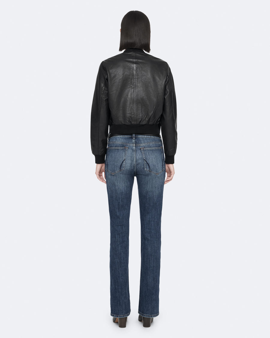 Orten Leather Bomber Jacket Black