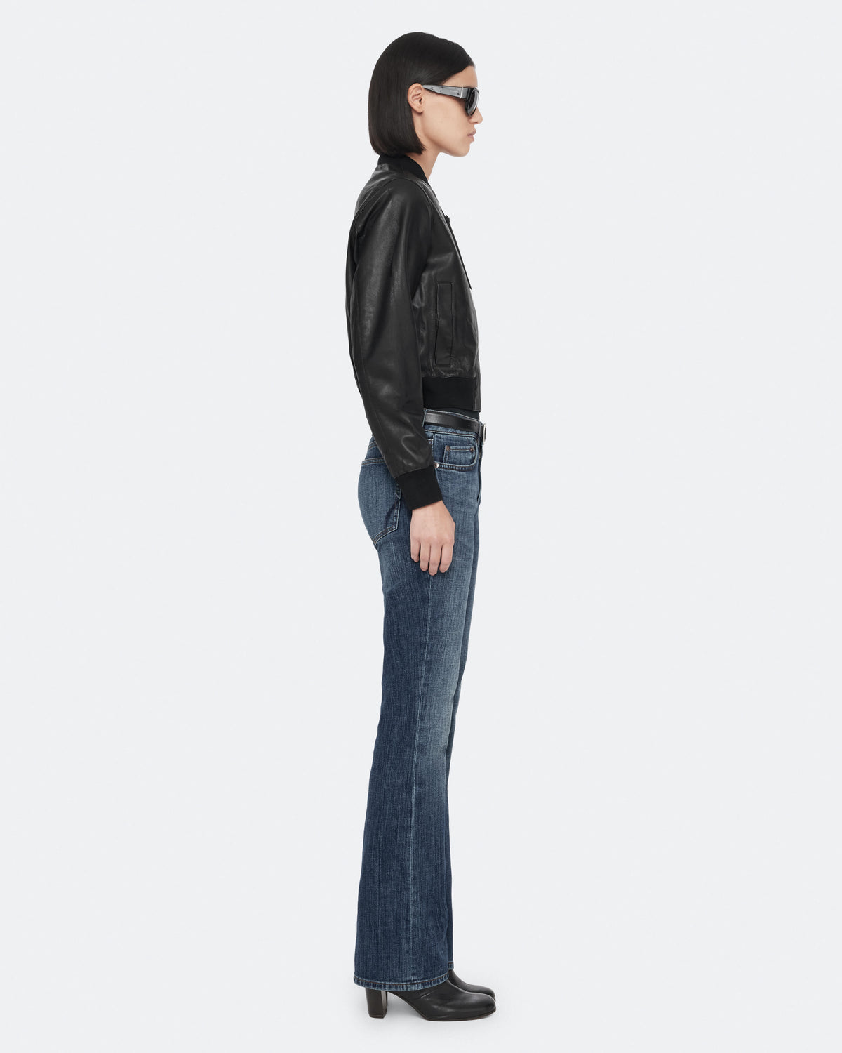 Orten Leather Bomber Jacket Black