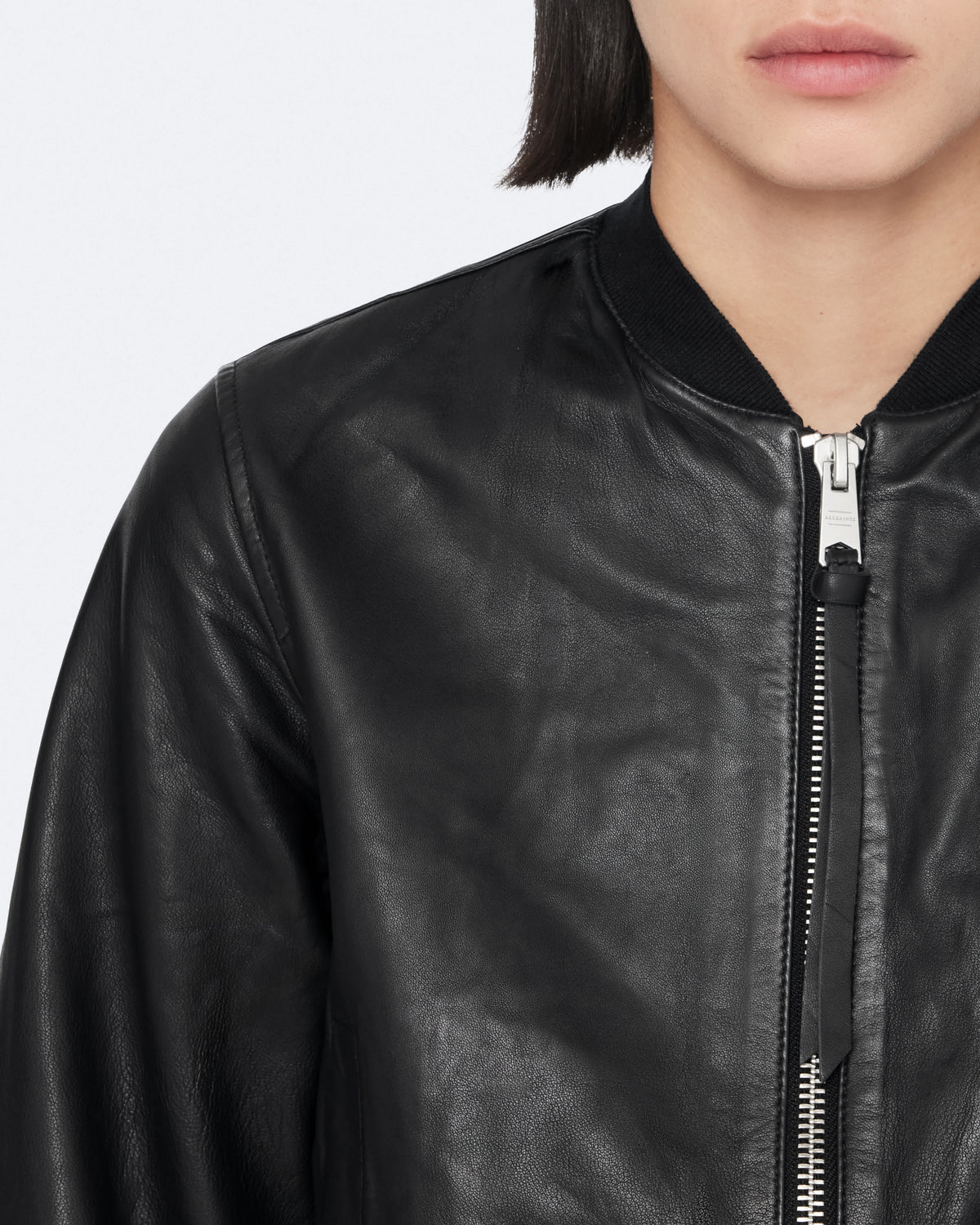 Orten Leather Bomber Jacket Black