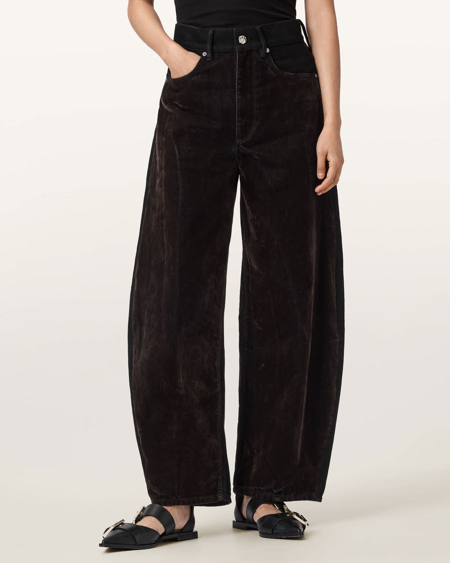 Helena Barrel Leg Flocked Jeans COCOA BROWN