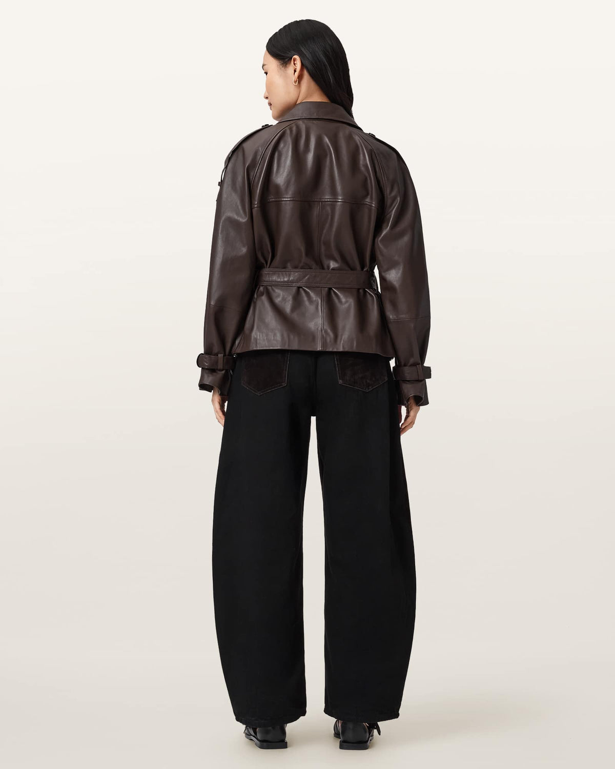 Helena Barrel Leg Flocked Jeans COCOA BROWN