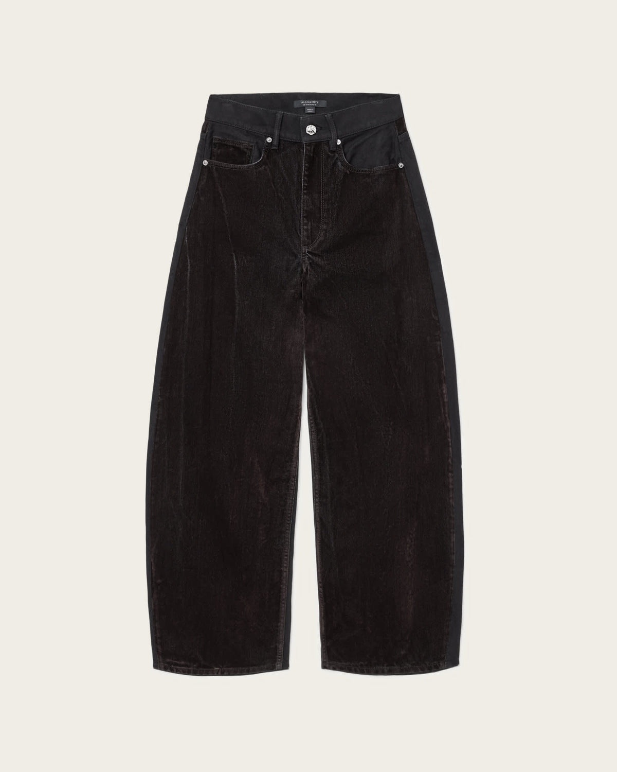 Helena Barrel Leg Flocked Jeans COCOA BROWN
