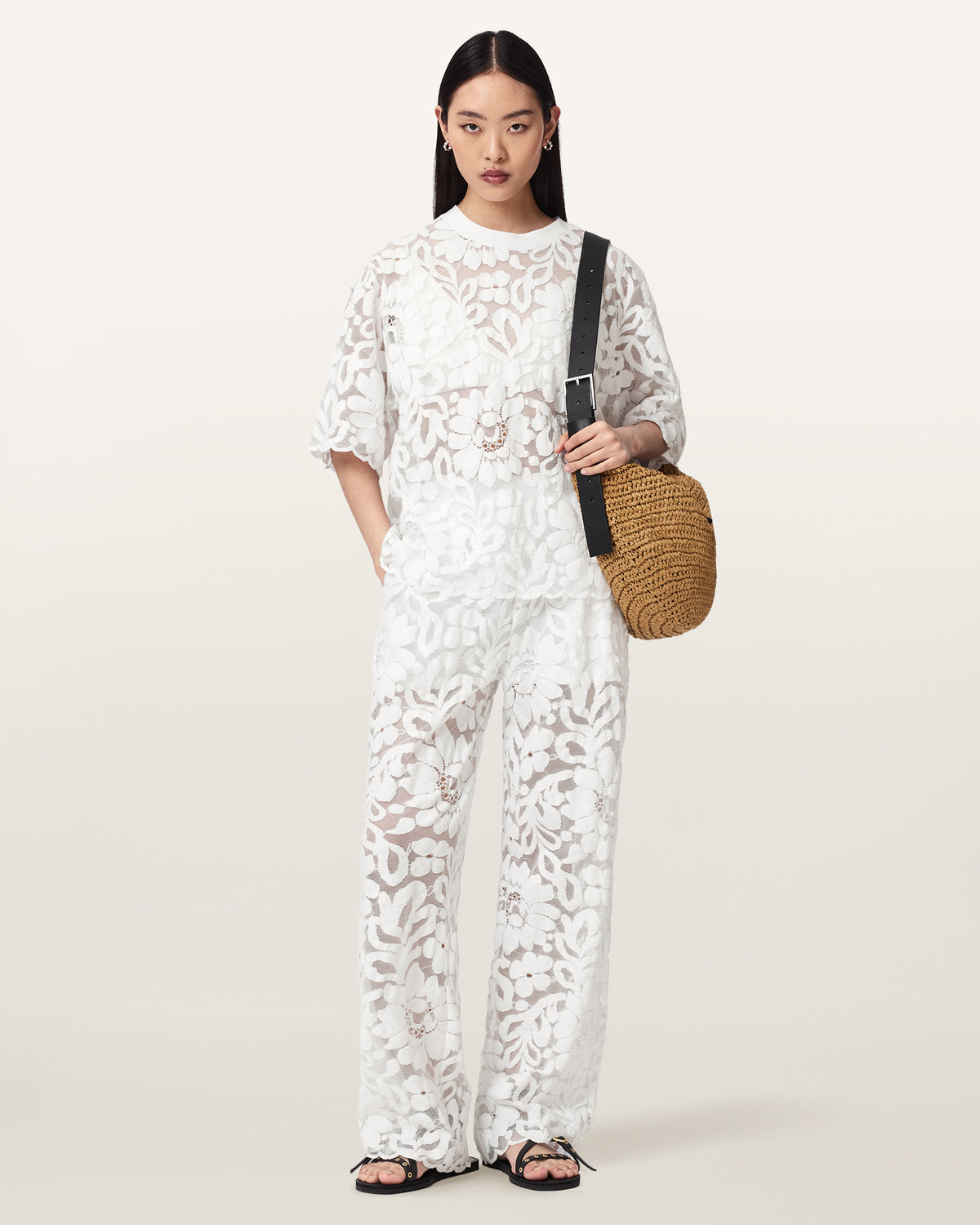 Amelie Straight Leg Lace Trousers