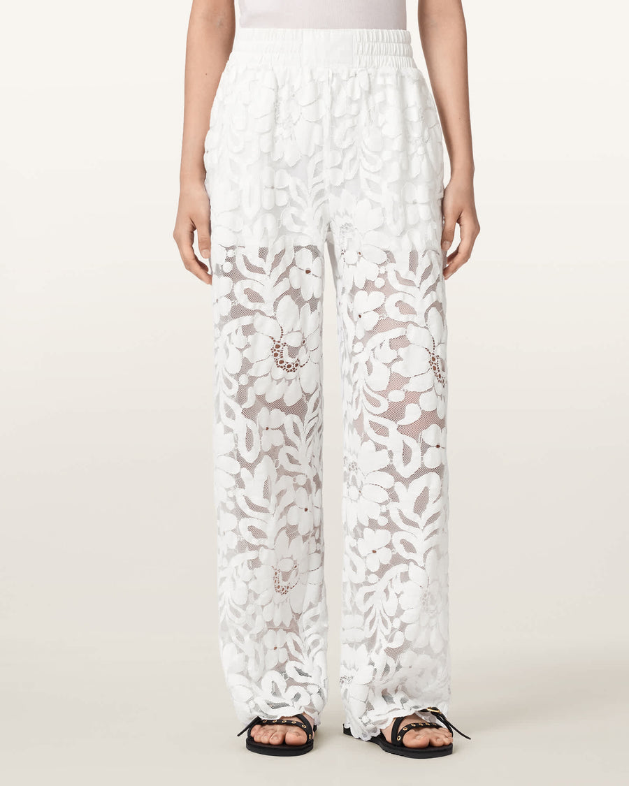 Amelie Straight Leg Lace Trousers Optic White