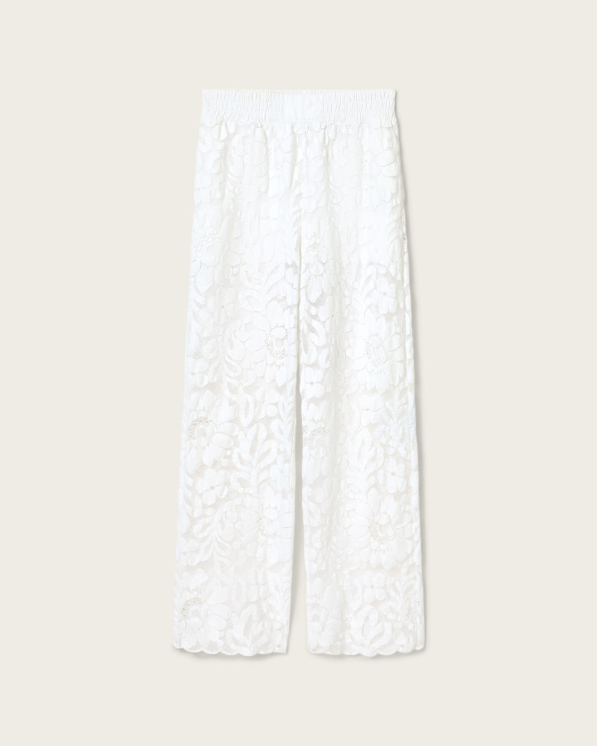 Amelie Straight Leg Lace Trousers Optic White