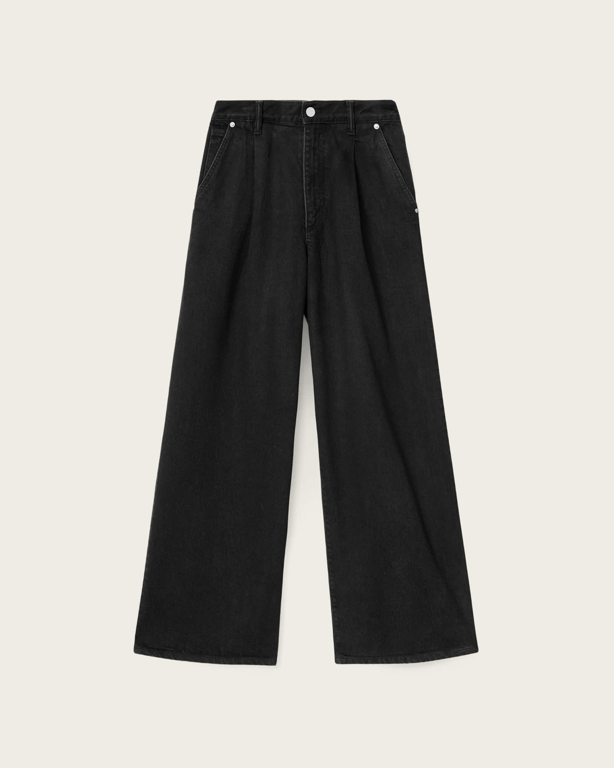 Haze Pleated Wide Leg Jeans Washed Black