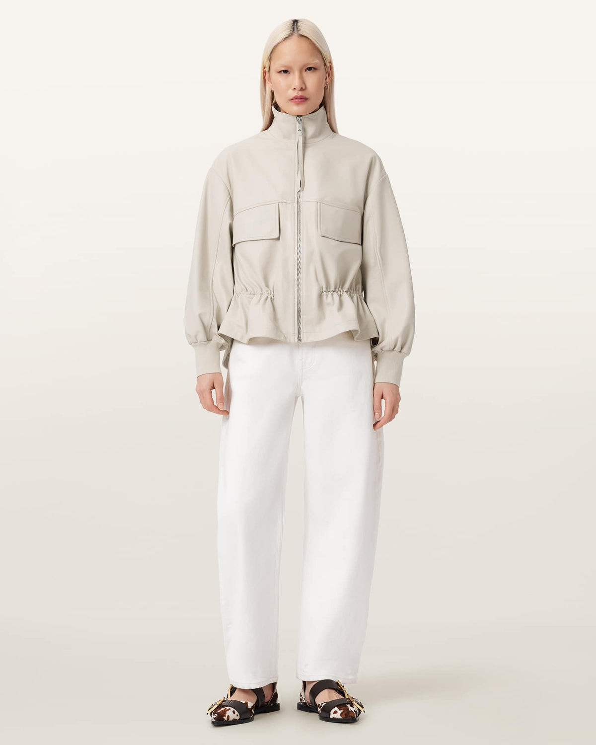Flor Leather Jacket Off White