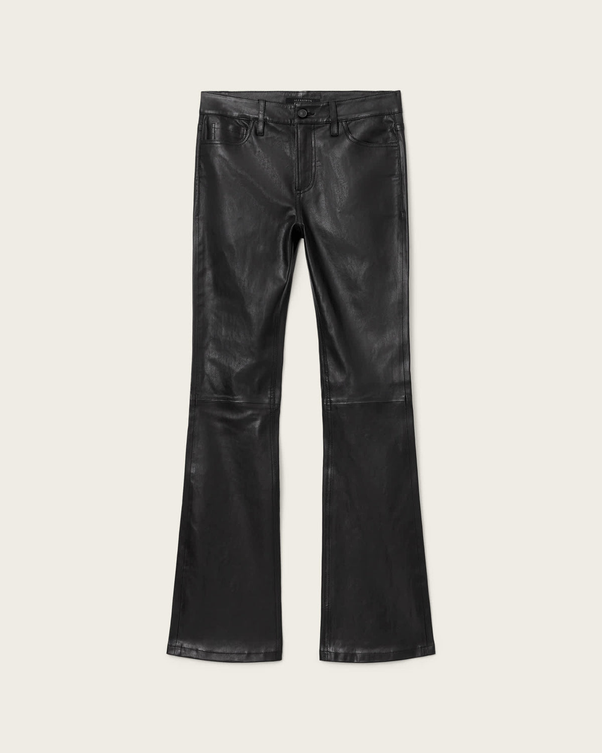 Haldan Leather Bootcut Trousers Black