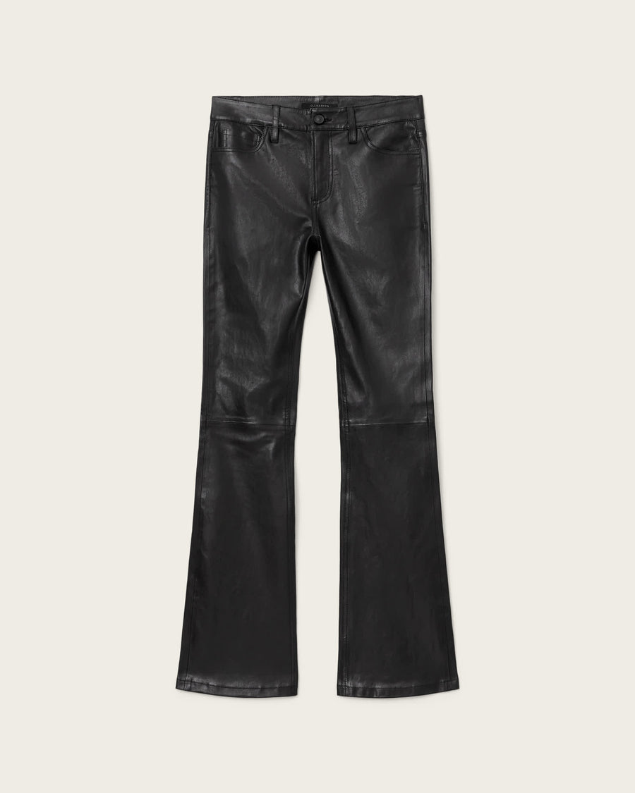 Haldan Leather Bootcut Trousers Black
