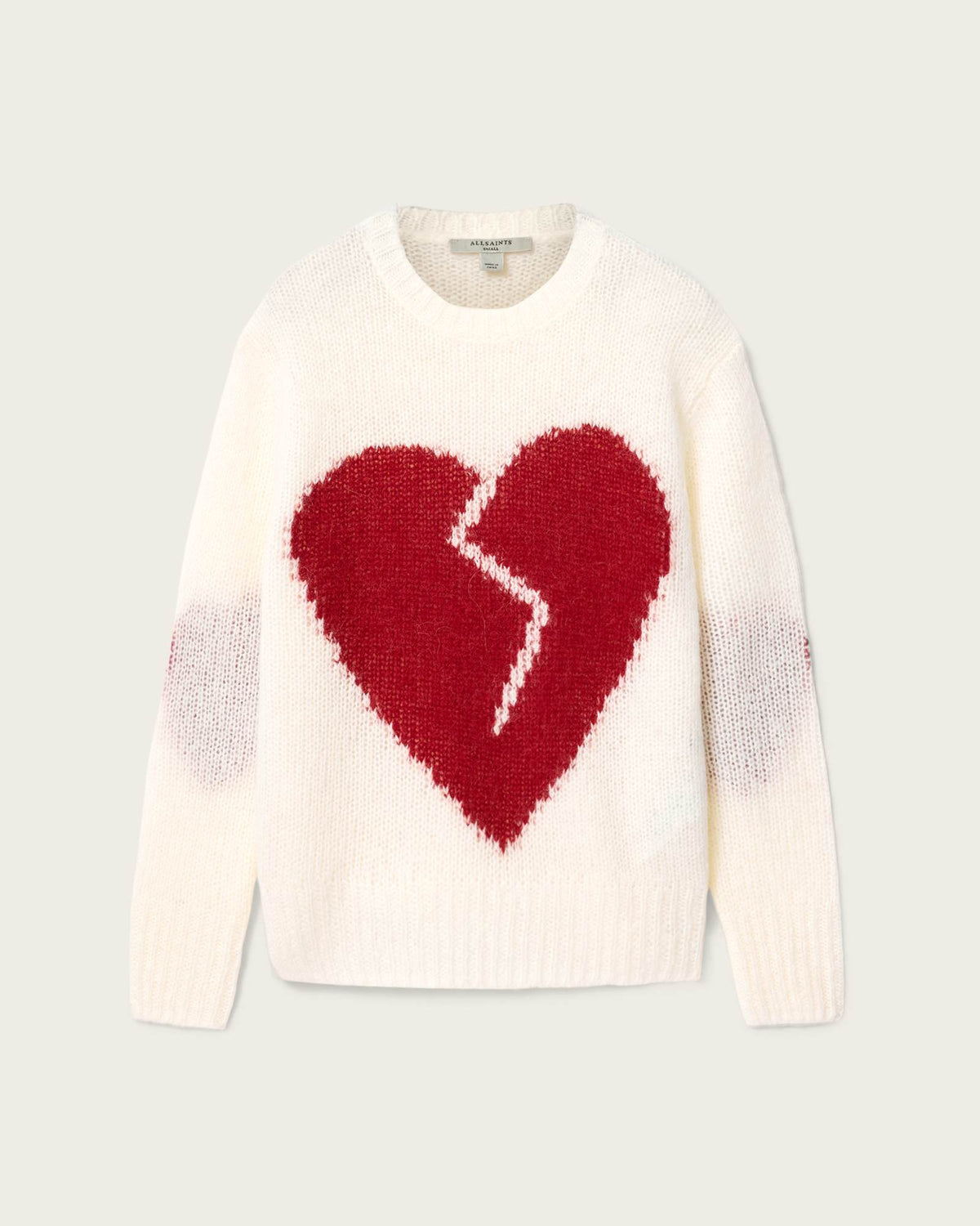 Luvheart Crew Neck Jumper ECRU WHITE/RED
