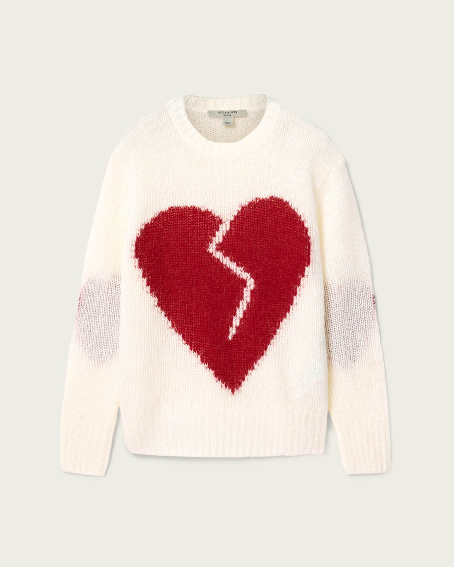Luvheart Crew Neck Jumper ECRU WHITE/RED