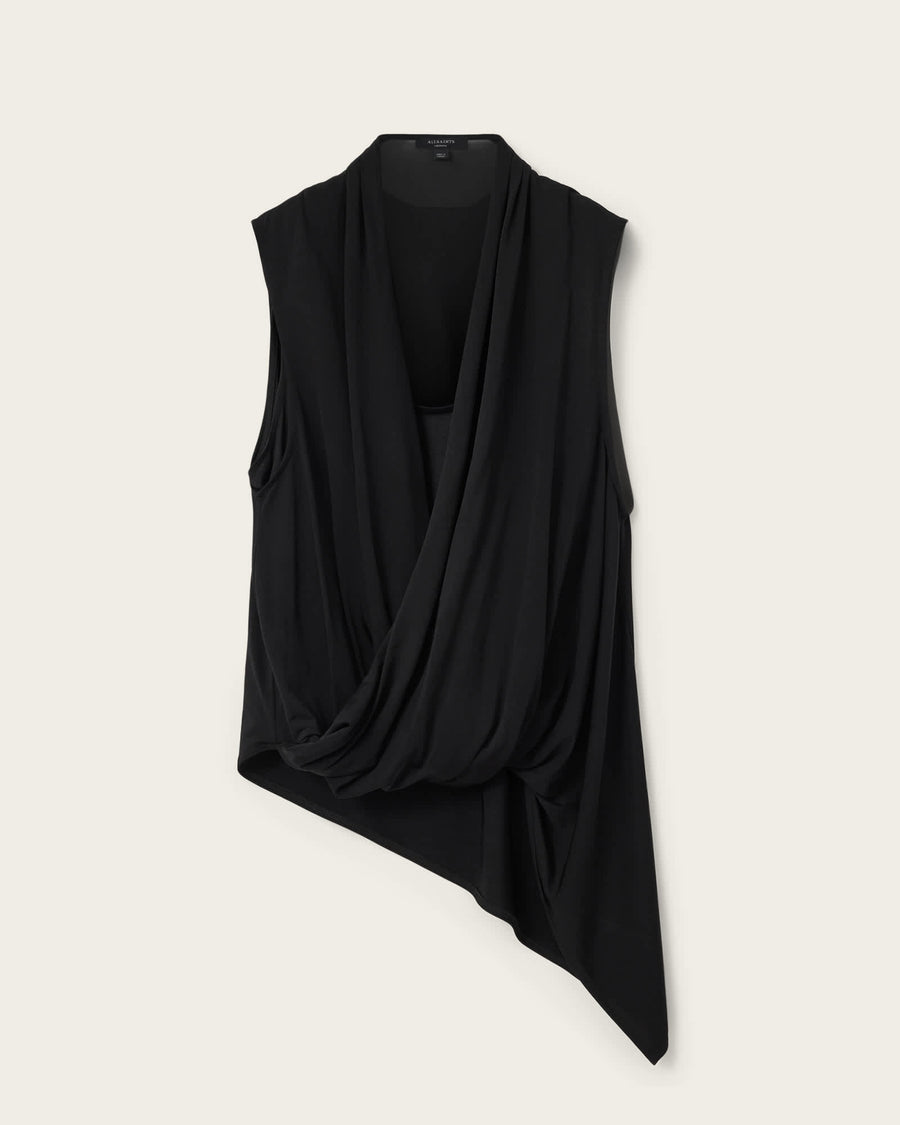 Adaline V-Neck Wrap Top Black