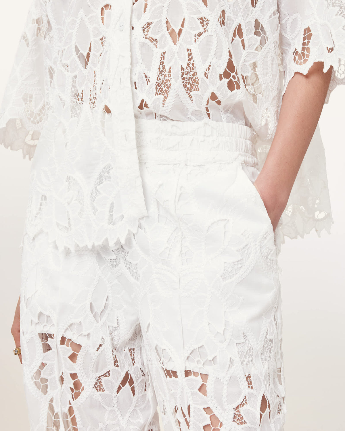 Charli Embroidered Straight Fit Trousers SNOW WHITE