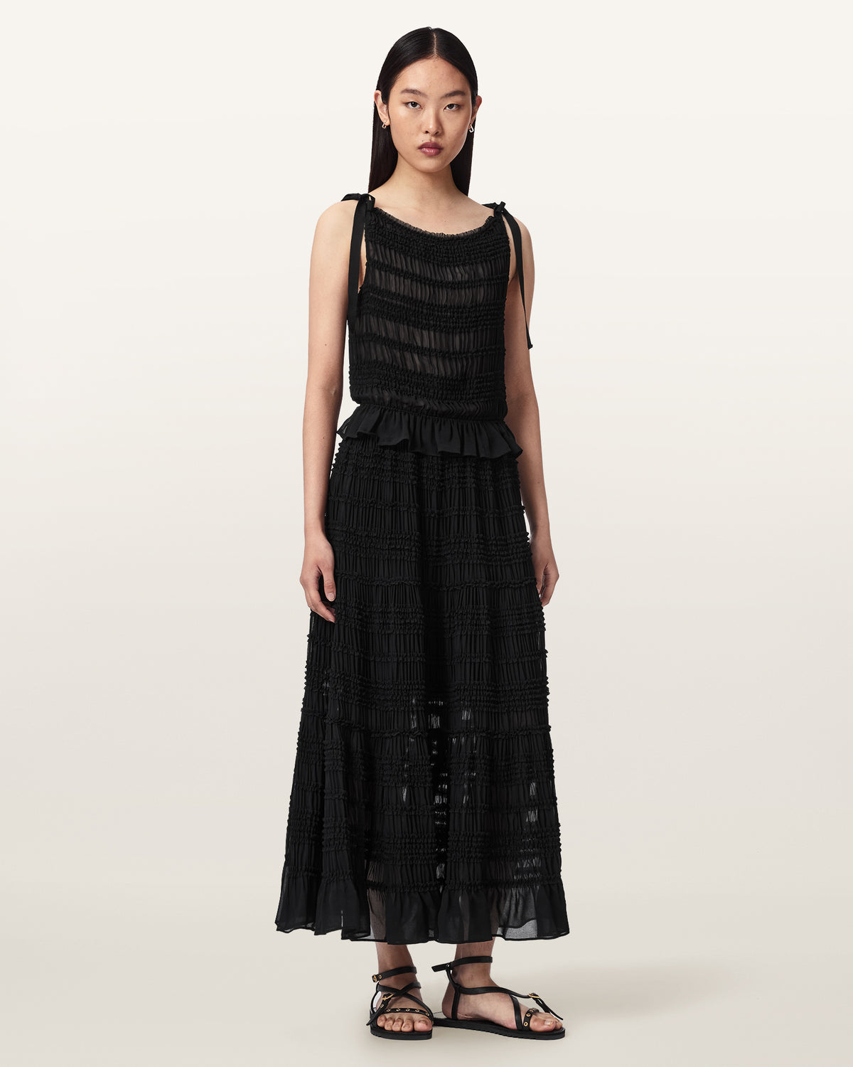 Lotus Shirred Maxi Skirt