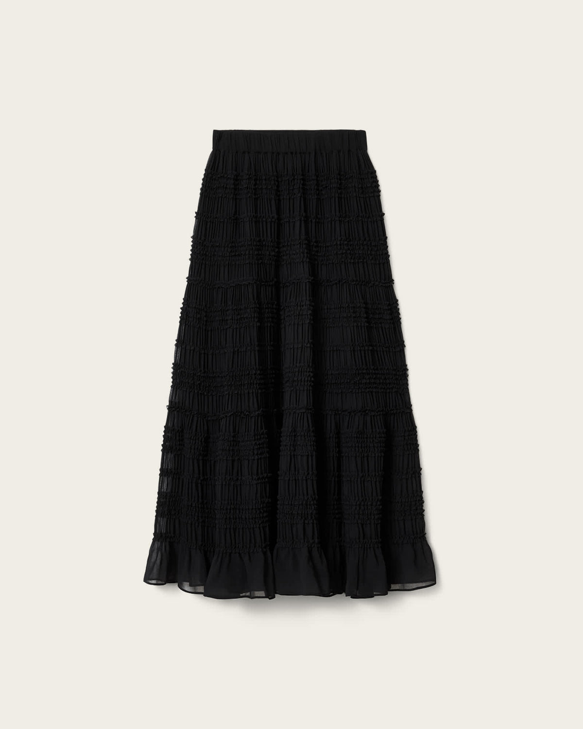 Lotus Shirred Maxi Skirt Black