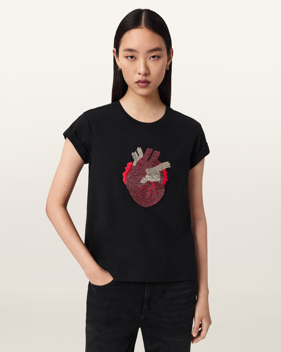 Andrea Anna Embellished Tee Black