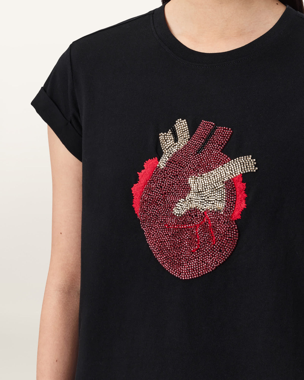 Andrea Anna Embellished Tee Black