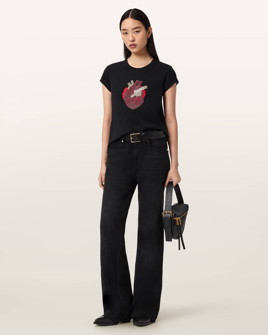Andrea Anna Embellished Tee Black